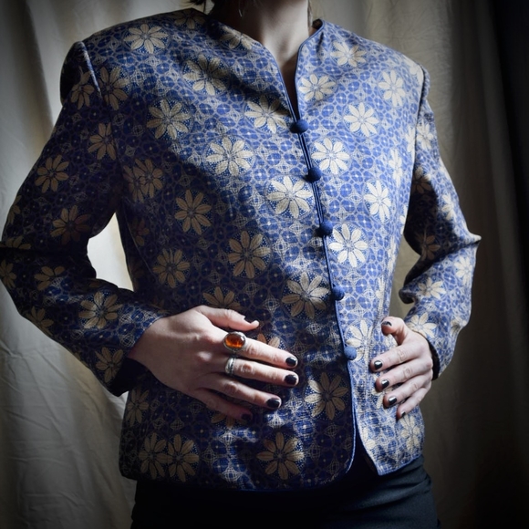 100% Silk Adrianna Papell Vintage 80s Blazer - Picture 2 of 5